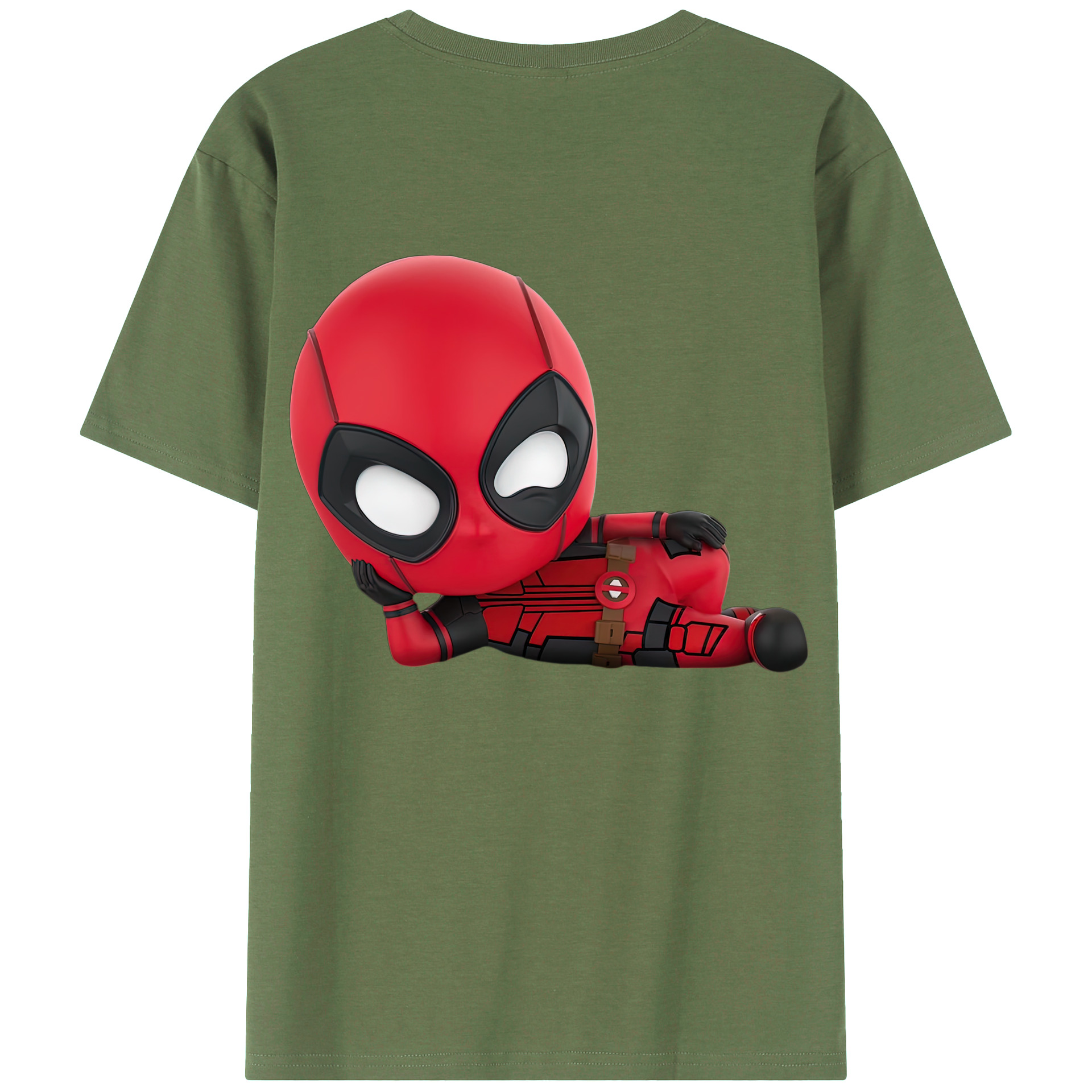 （画像用） Deadpool デッドプール 綿100％ メンズ半袖Tシャツ（バックプリント） 通気性